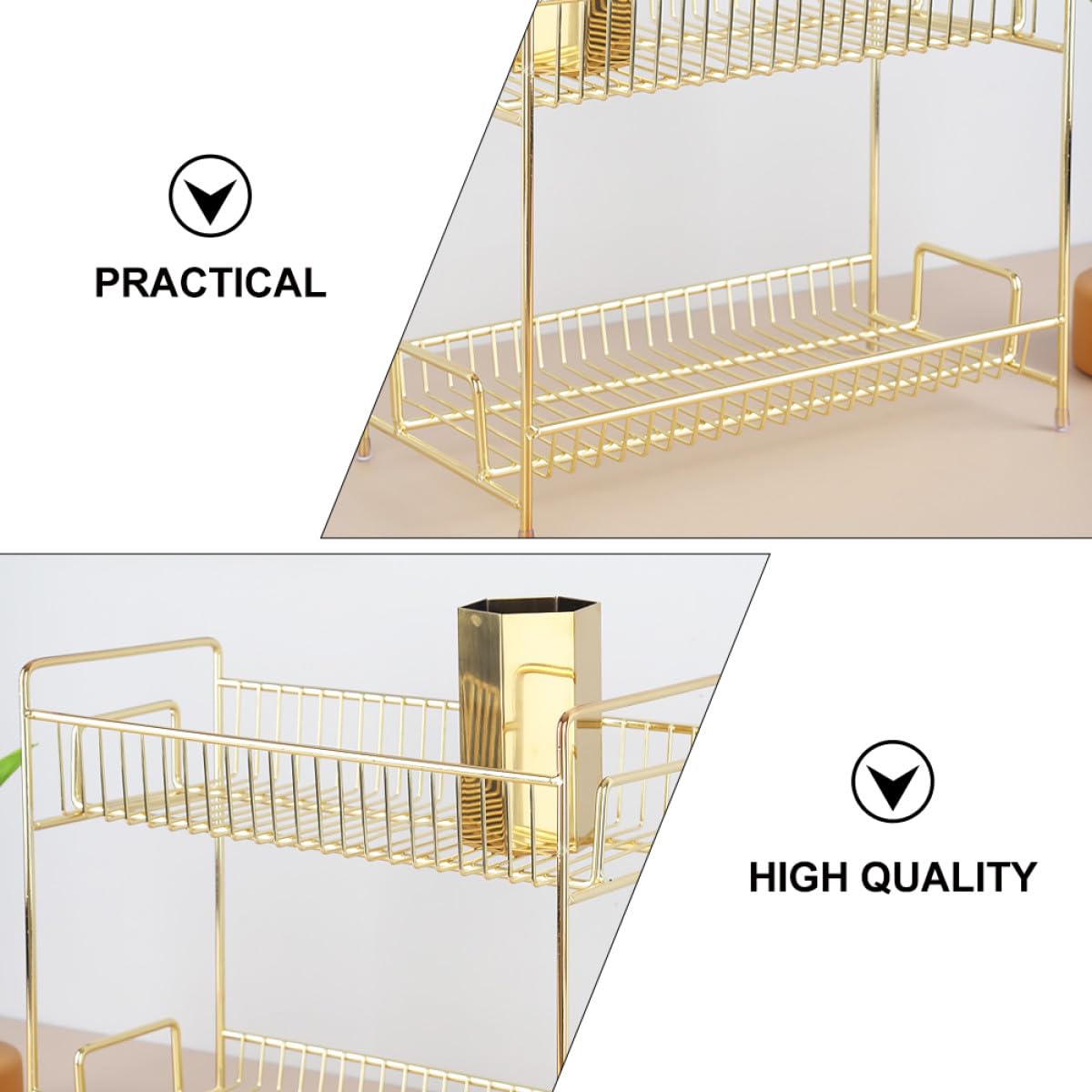 Gold, Eisen Kosmetik Aufbewahrungsregal, Stapelbar, Zweistöckig