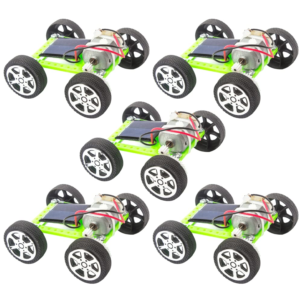 Fituenly Solar Car Model Kit Diy Science 3d Puzzle Solar Power Car Toy Diy Science Experiment Set for Kids Teens 5pcs