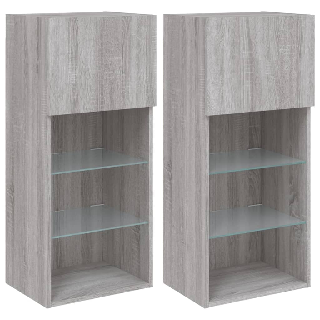 Madera resistente con luces LED RGB diseño moderno 2 uds gris 40 5x30x90 cm