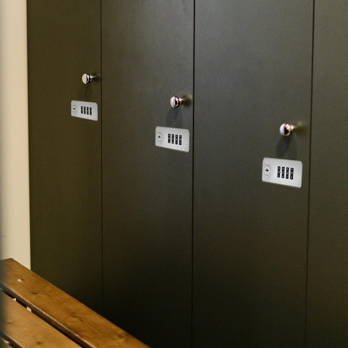 Metallschloss und für 4-stelliger Zahlenkombination Schrank Spind | Zinklegierung und Kunststoff, Schnelle Montage, Erhöhte Stabilität, Silberfarben für Schule und Büro