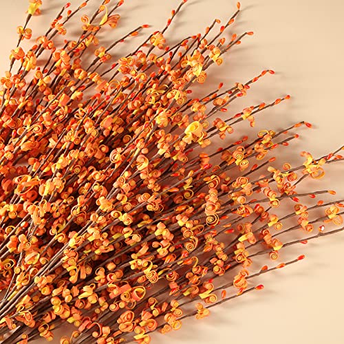 Starryle 10Pcs 29.5'' Long Artificial Orange Jasmine Flowers Faux Flowers For Fall Decoration Fall Floral For Home Kitchen Bedroom Festival Thanksgiving Party Decor (Orange) #TOP1