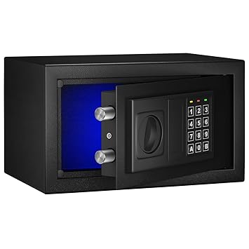 Safe Box with Sensor Light,0.4 Cubic Feet Security Safe with Electronic Digital Keypad Money Safe Steel Construction Hidden with Lock?Wall or Cabinet Anchoring Design for Office Home Hotel