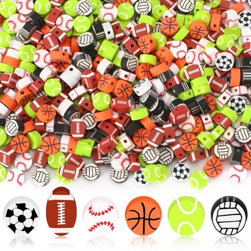 SEPGLITTER 300Pcs Sports Ball Polymer Clay Beads for Jewelry Making