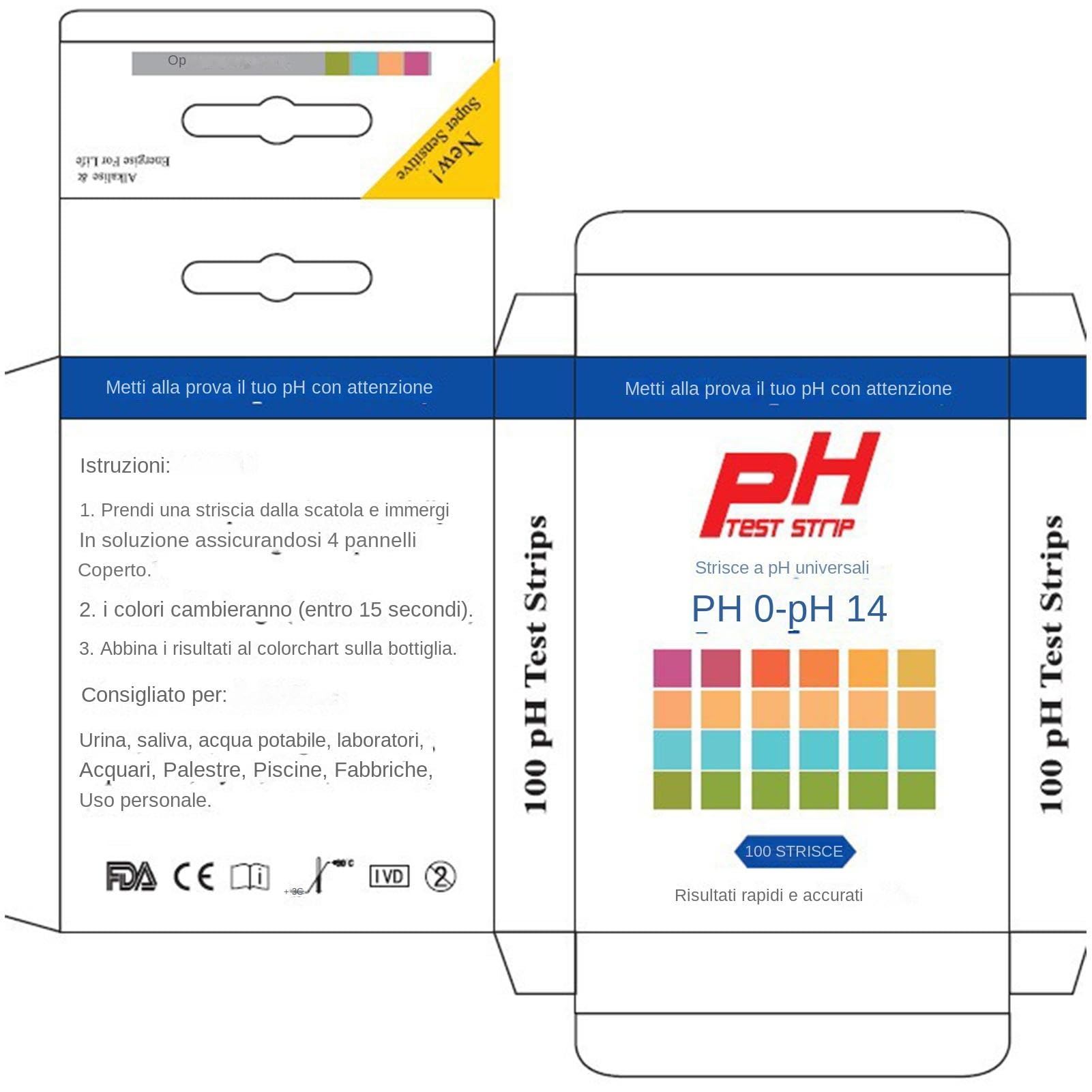 Cczus Bande Test pour urine et salive, papier d'analyse ph 0-14 - Papier d'analyse eau pour eau potable, nourriture, piscines