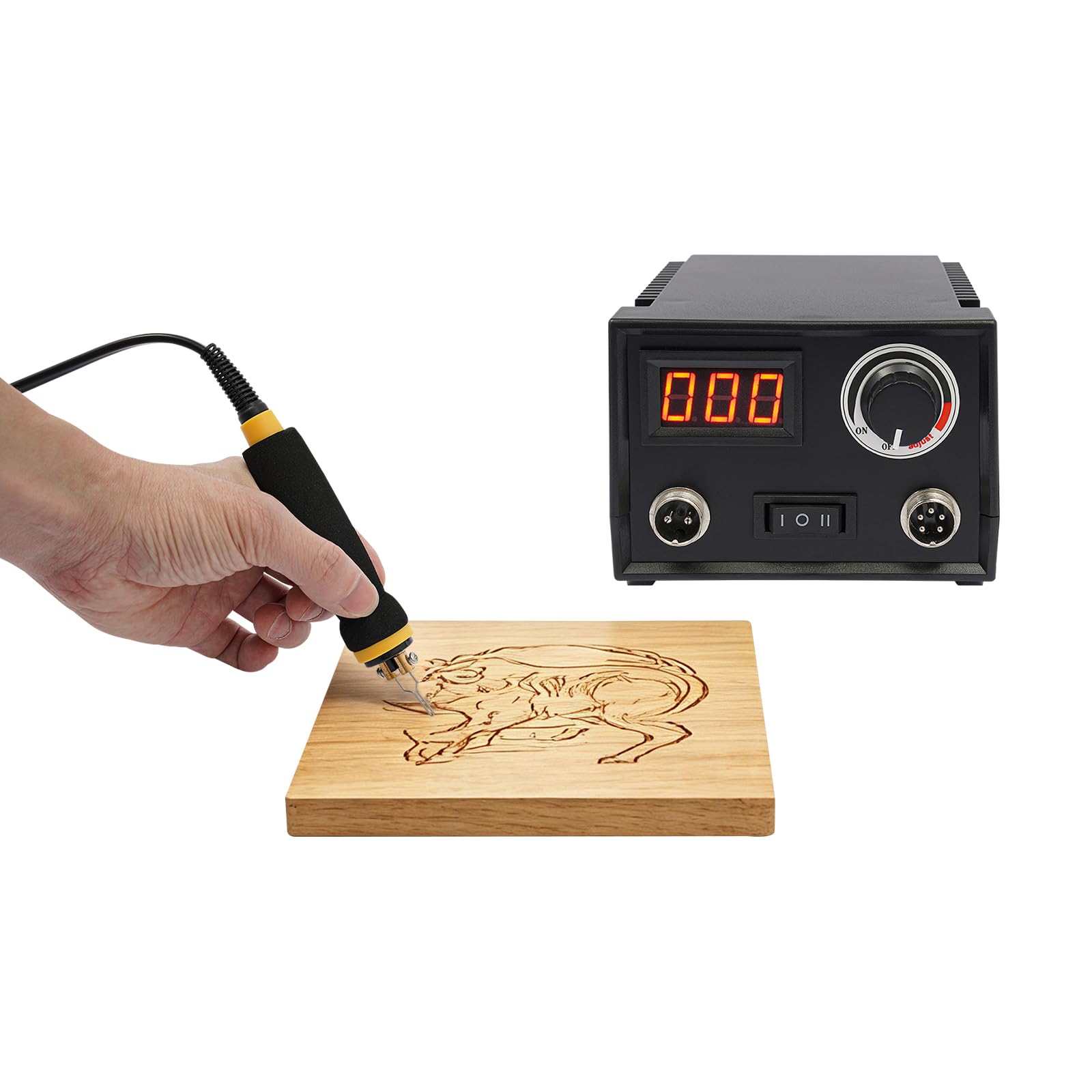 Quemador doble de 80 W, 21 puntas, para madera y cuero, color | Repomanda, 80 W, 2 lápices, 21 puntas de alambre, 750 °C / 450 °C, LED, portalápices + esponjas, para madera y cuero, 220 V