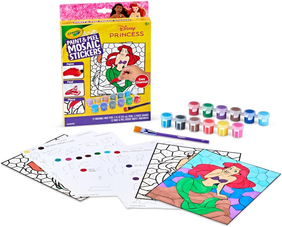 Crayola Mosaic Stickers (20+ Pcs), Peel & Paint by Number, Kids Washable Arts & Crafts, Sticker Sheet