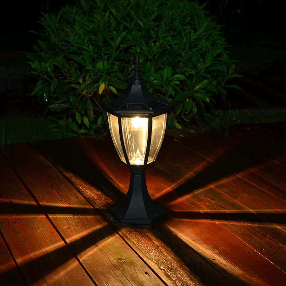 18-calowe zewnętrzne oświetlenie solarne LED, pojedyncze filary europejskie retro z podstawą montażową na molo, wodoszczelna konstrukcja antykorozyjna IP65, odlew aluminiowy lampion tak