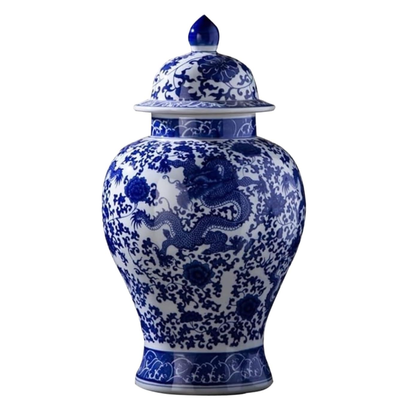 Duży wazon na kwiaty w słoiku na imbir, ceramiczny wazon, słoik na imbir z pokrywką do wystroju domu, niebieski i biały, dekoracyjny słoik z porcelany,
