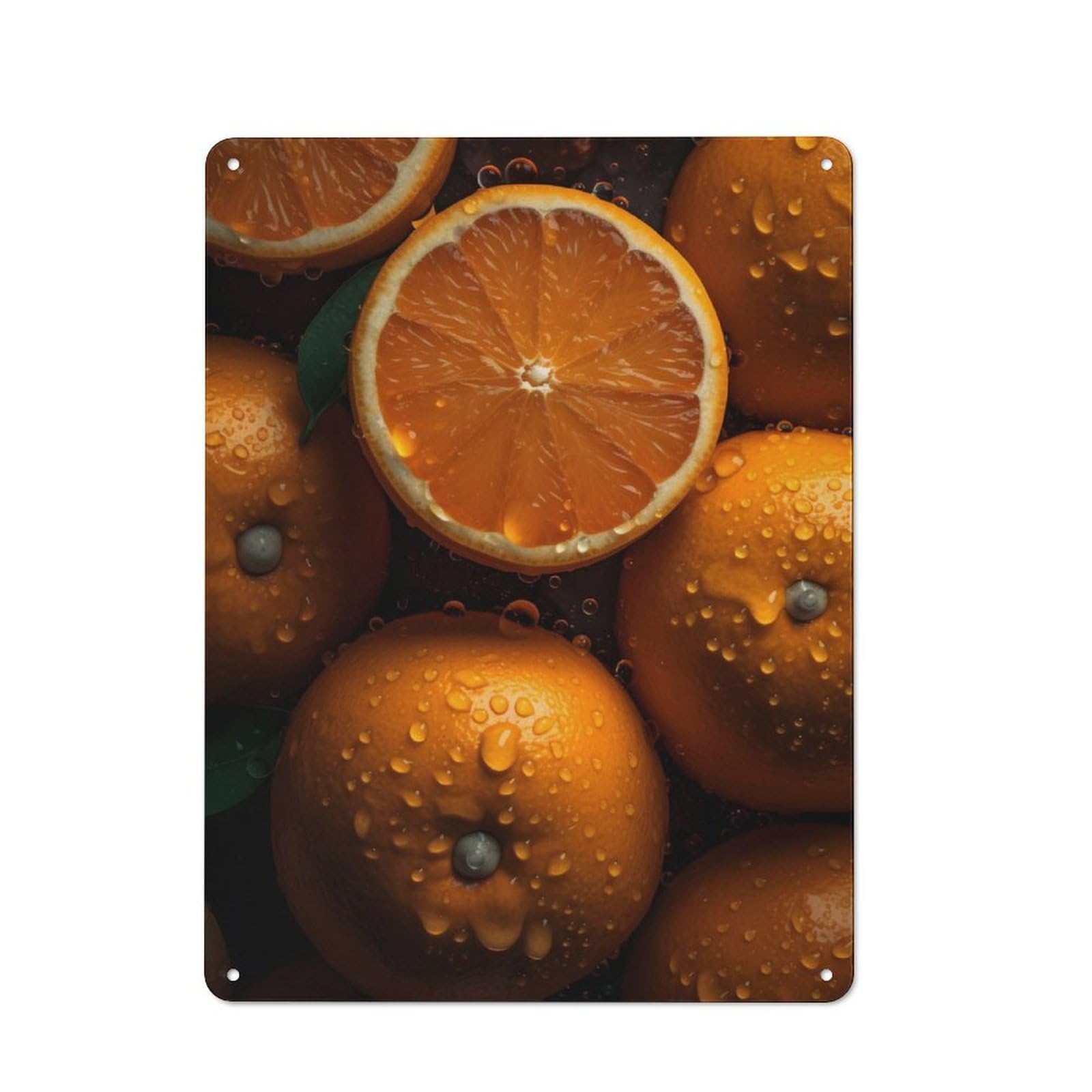 Junmoney Orange Fruit Metal Wall Sign 40X30cm, Rustic Decor For Hallway Wall, For Metal Sign Collectors, For Garage And Workshop Walls
