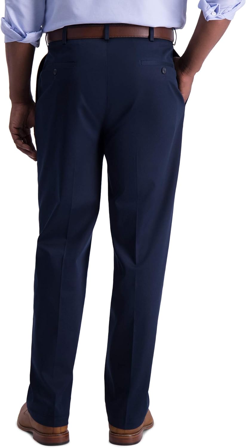 Haggar Men's Iron Free Premium Khaki Classic Fit Pleat Front Expandable Waist Casual Pant(Regular and Big & Tall Sizes) - Image 3