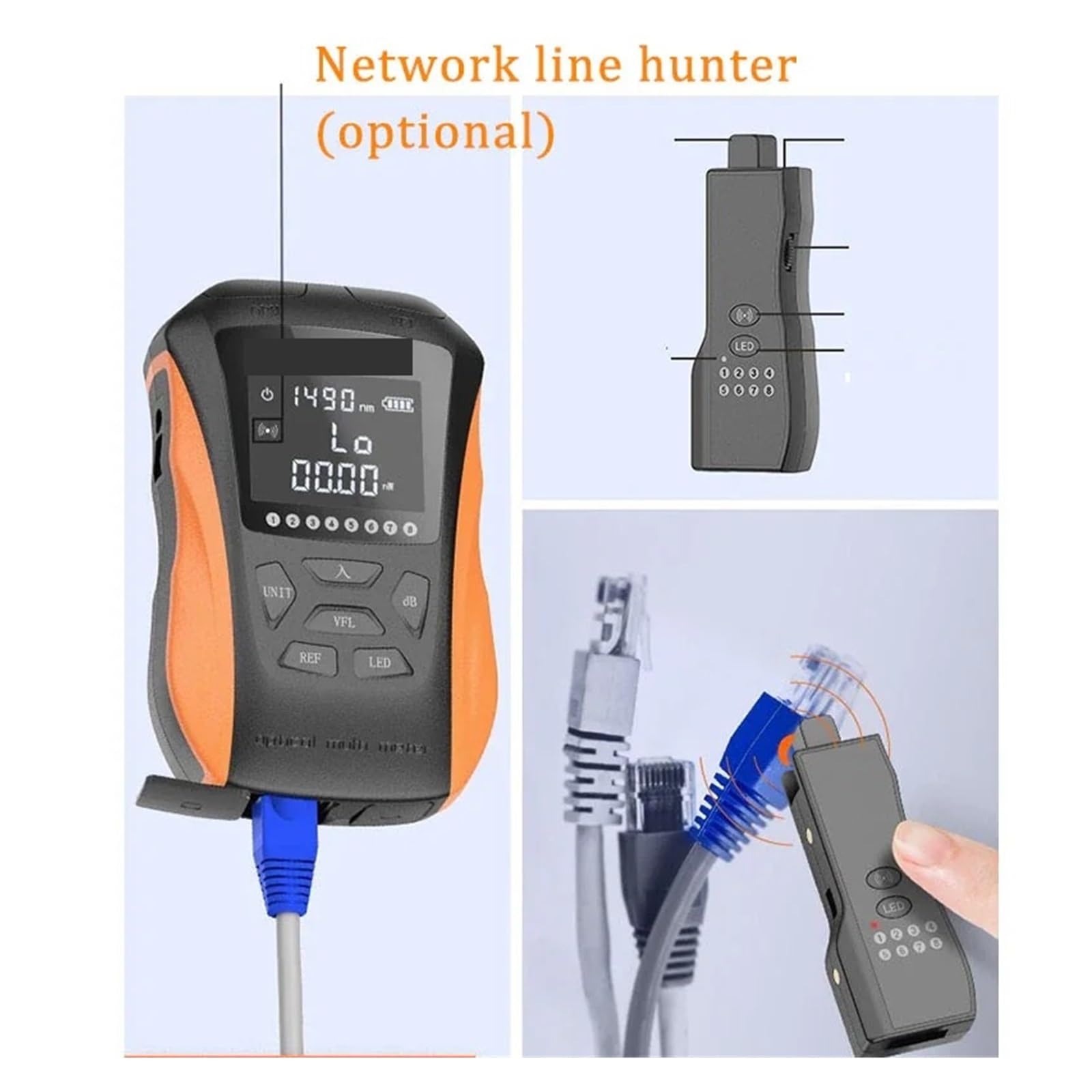 Testeur de Fibre Mini Compteur De Puissance Fiber Optique 6 En 1, OPM, Testeur Câble RJ45, Localisateur Visuel Défauts, 30mw(4in1 15KM -70 to 10)