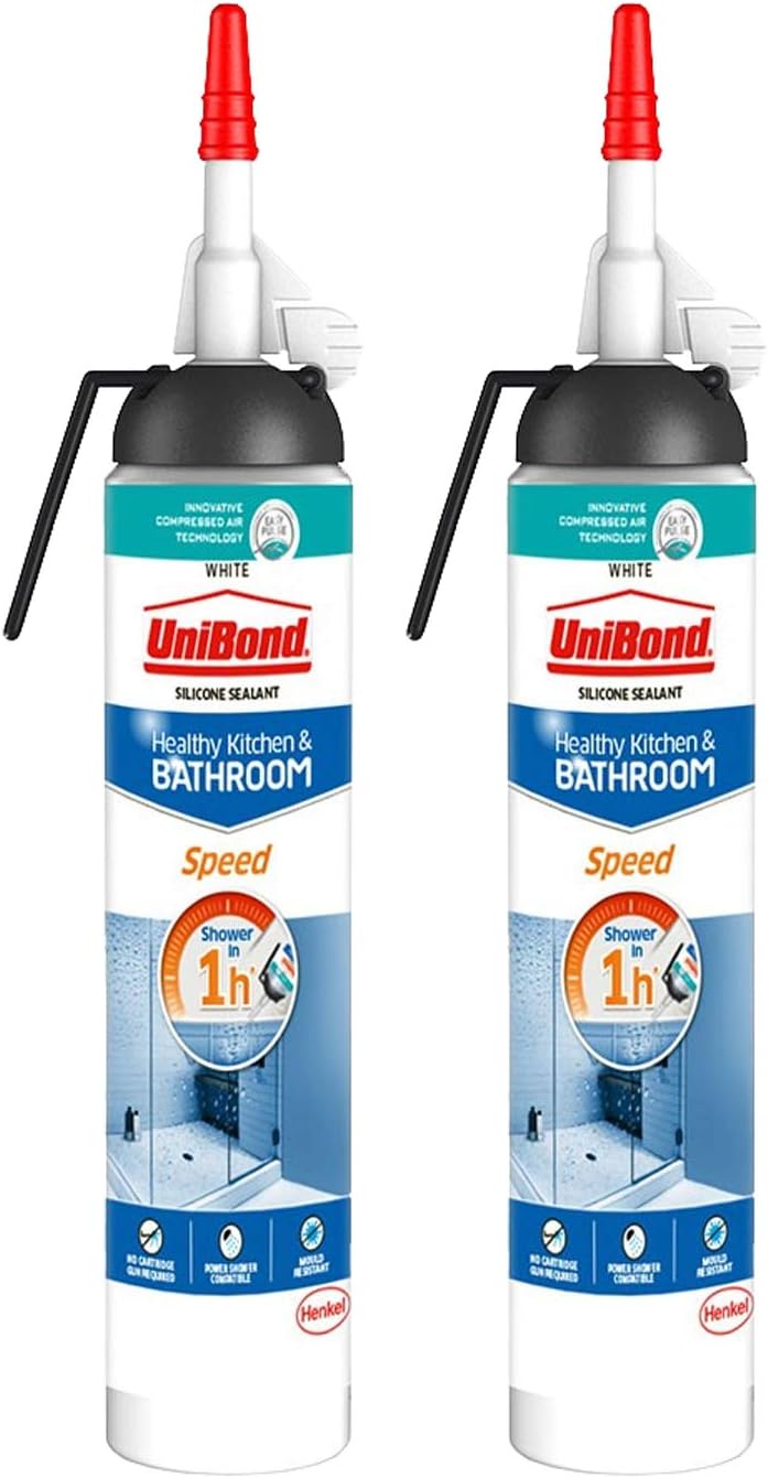 2 x UniBond® Healthy Kitchen & Bathroom Speed White Silicone Sealant