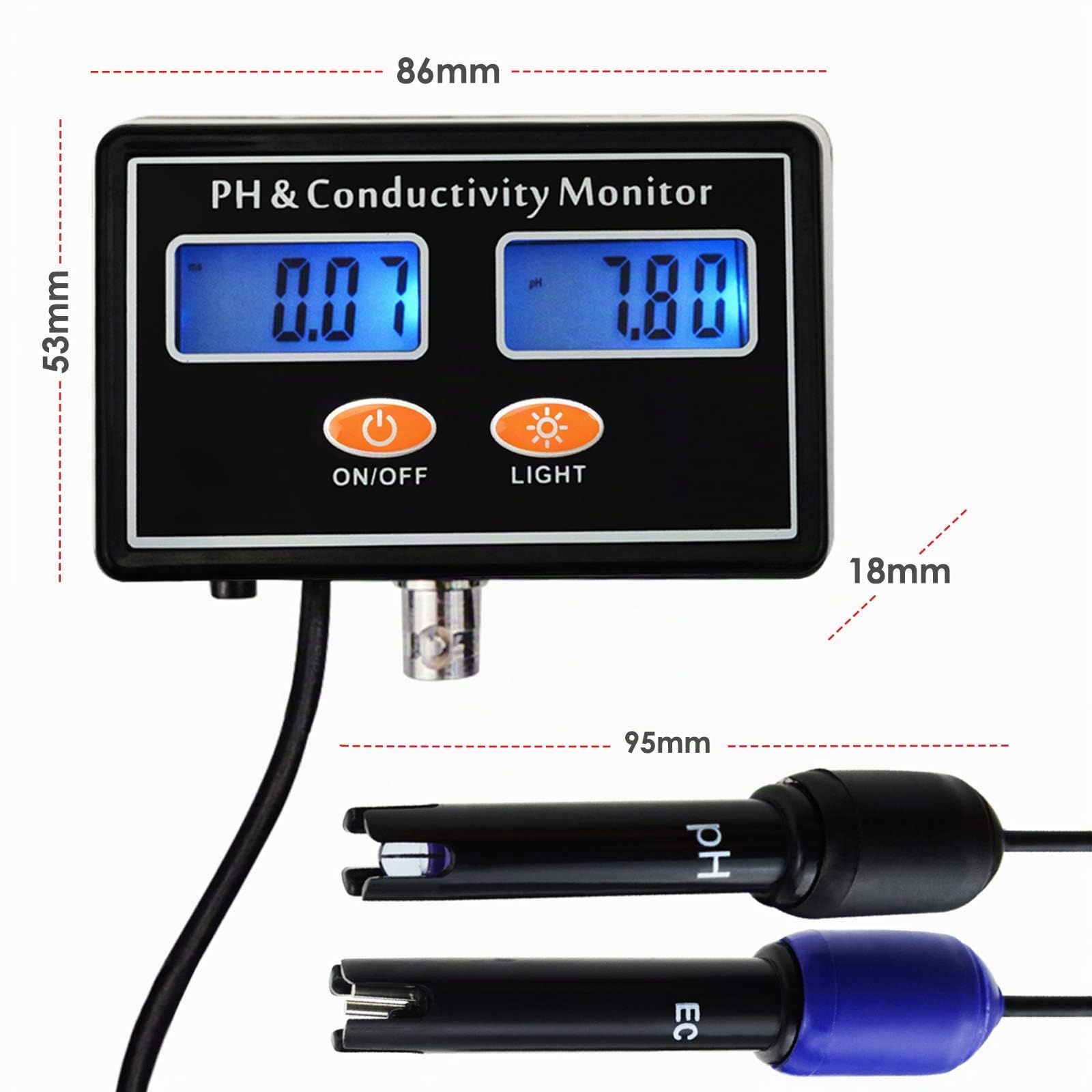 pH/EC Conducibilità Metro con ATC Acqua Qualità Tester 0.0-14.0pH / 0~19.99ms/cm Acquario, Hydroponics Strumento