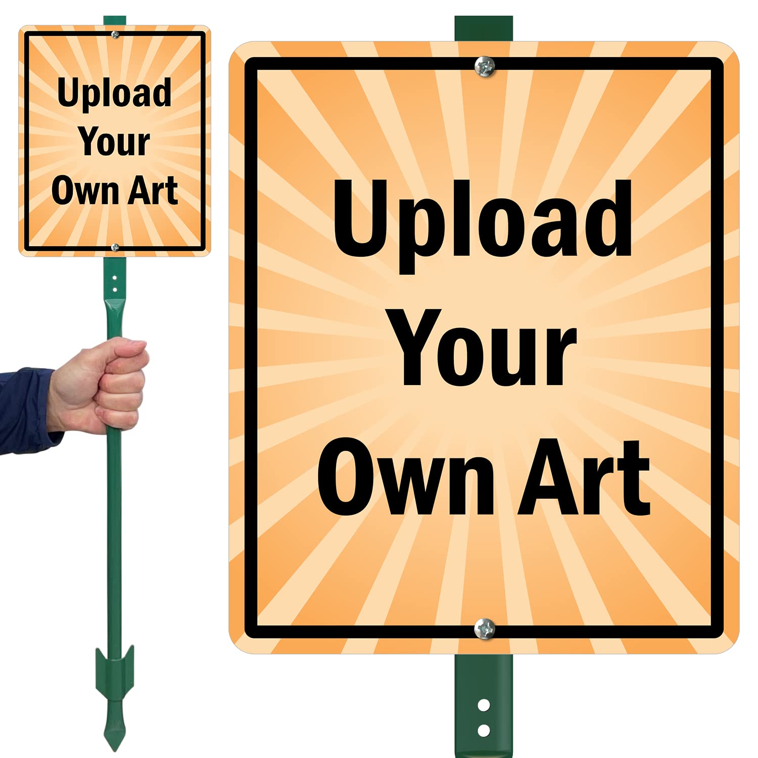 SmartSign 12" x 10" Fully Custom Yard Sign with 3 ft Stake Upload Your Art, Personalized Reflective Metal Lawn Sign Post for Outdoor, Driveway, 40 mil