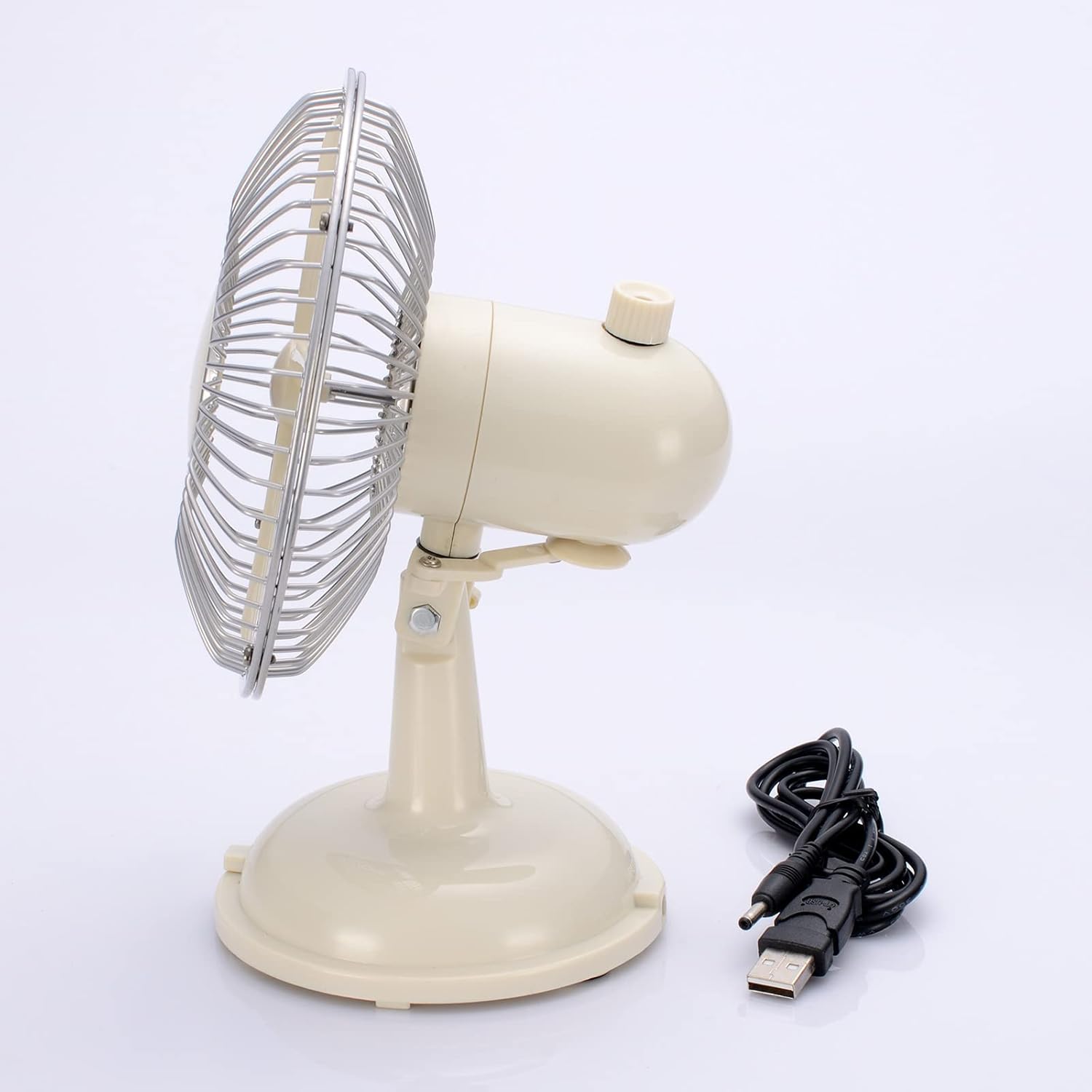 5.7'' Multifunction Oscillating Table Fan 2-Speed USB/AA Battery Powered Desk Fan Retro USB Fan For Bedroom Living Room Oscillating Small Fan, Black
