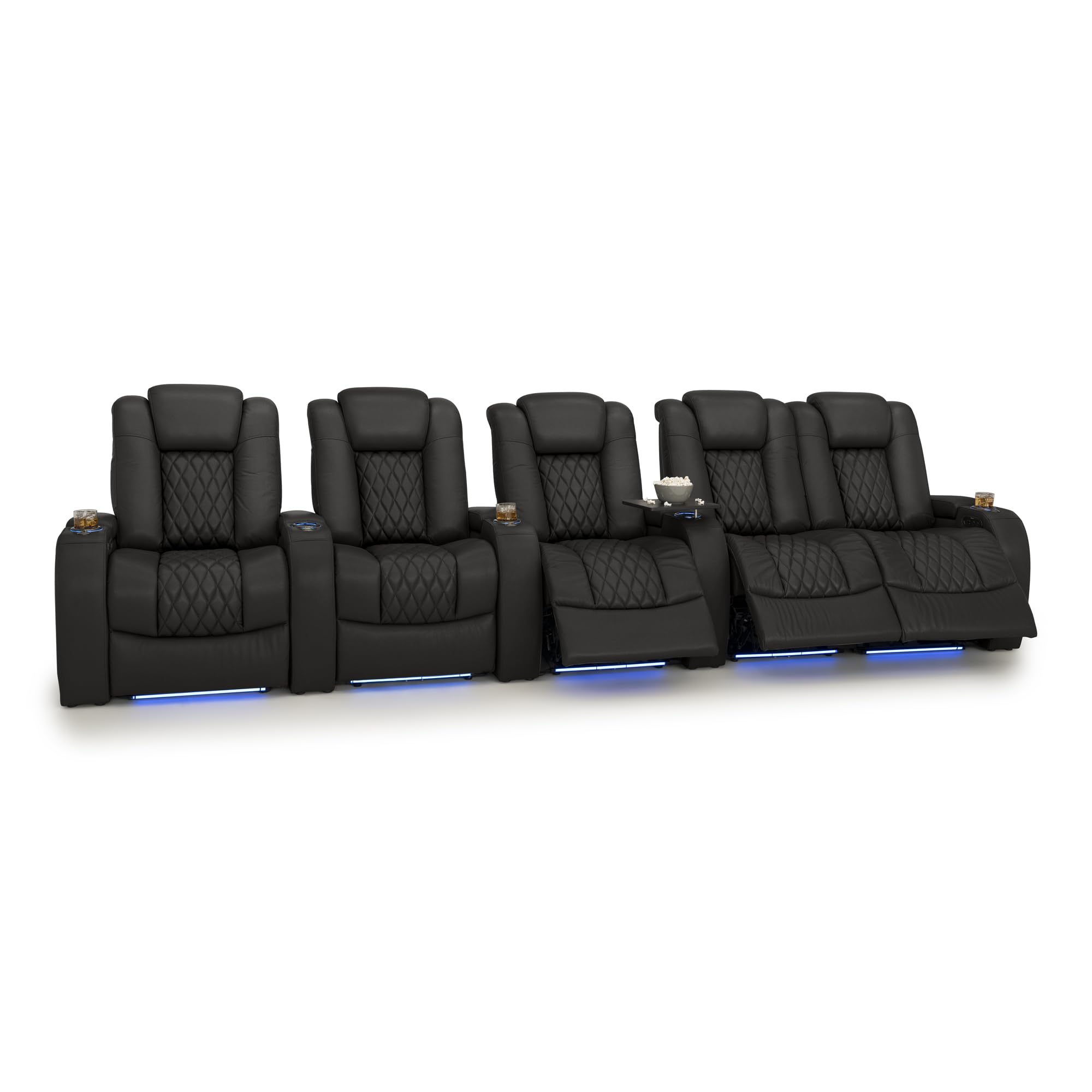 Seatcraft Diamante Home Theater Seating Black Row of 5 Right Loveseat