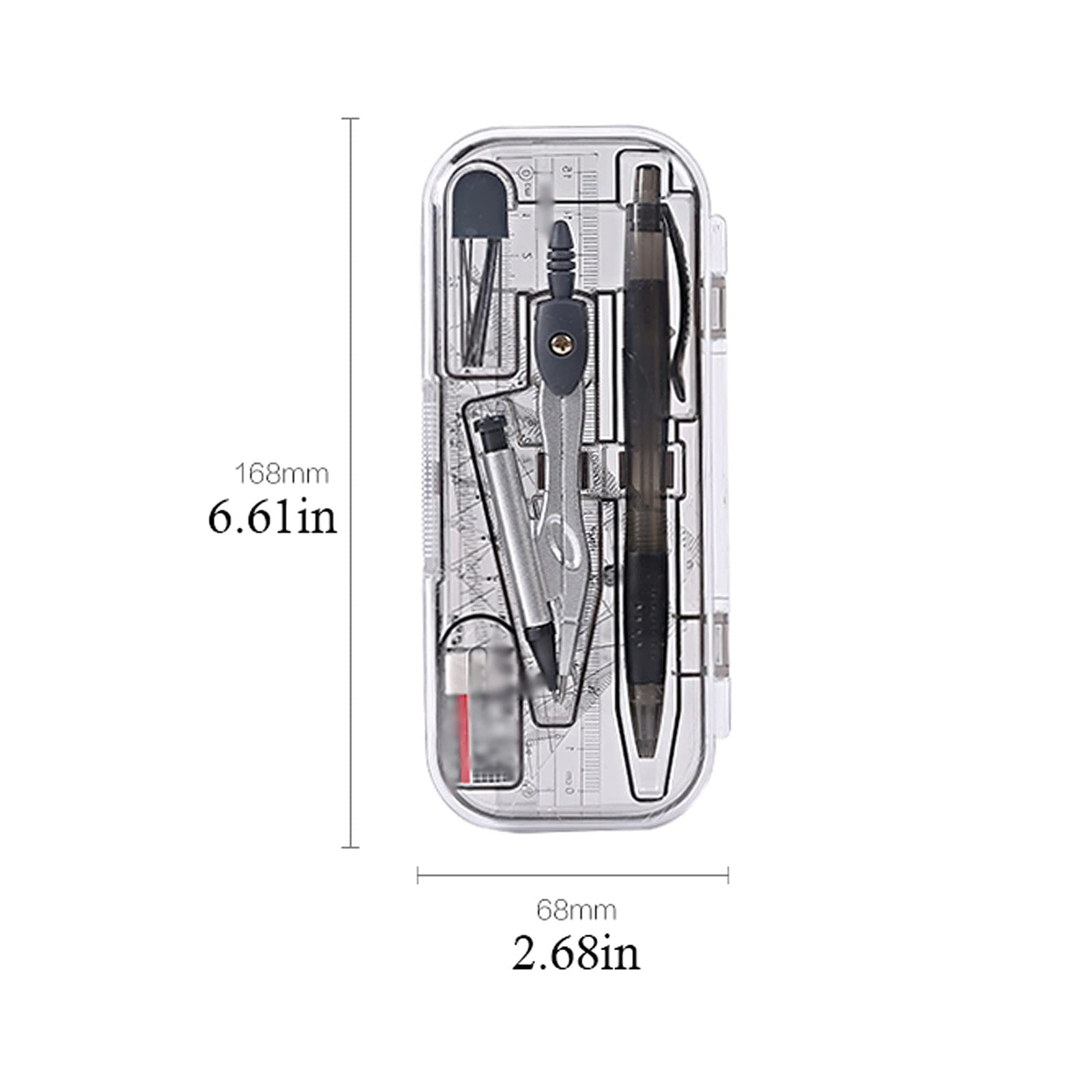 Mathe-Kompass, Mathe-Kompass und Winkelmesser, Geometrie-Werkzeug-Set, Aufbewahrungsbox für Geometrie-Set, Bürobedarf, Schwarz, Mathe-Kompass