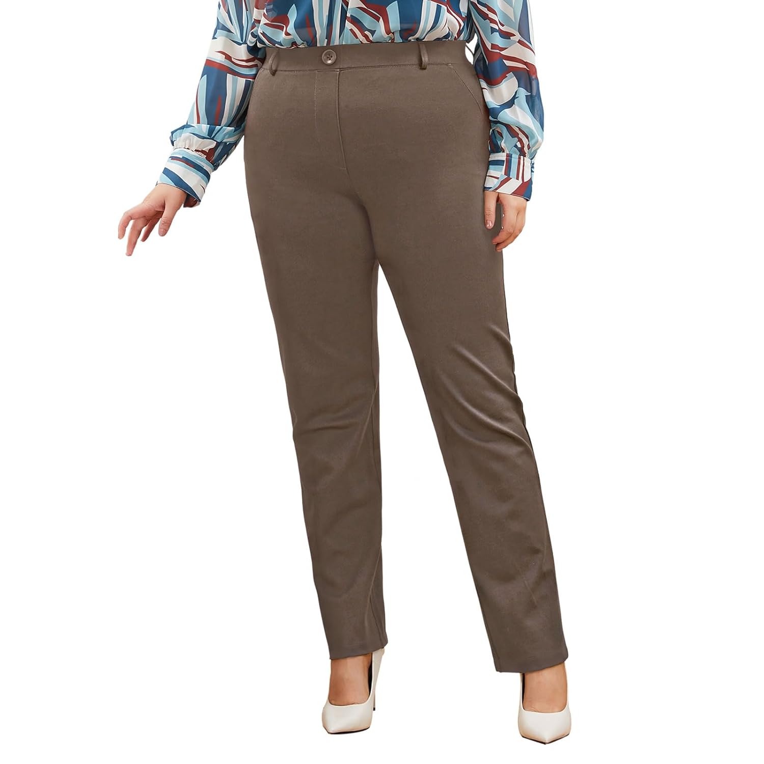 DGD Plus Size Womens Straight-Leg Dress Pants - Slacks for Business Casual Work Clothes for Office