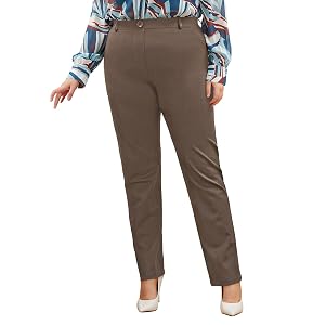 DGD Plus Size Womens Straight-Leg Dress Pants - Slacks for Business Casual Work Clothes for Office