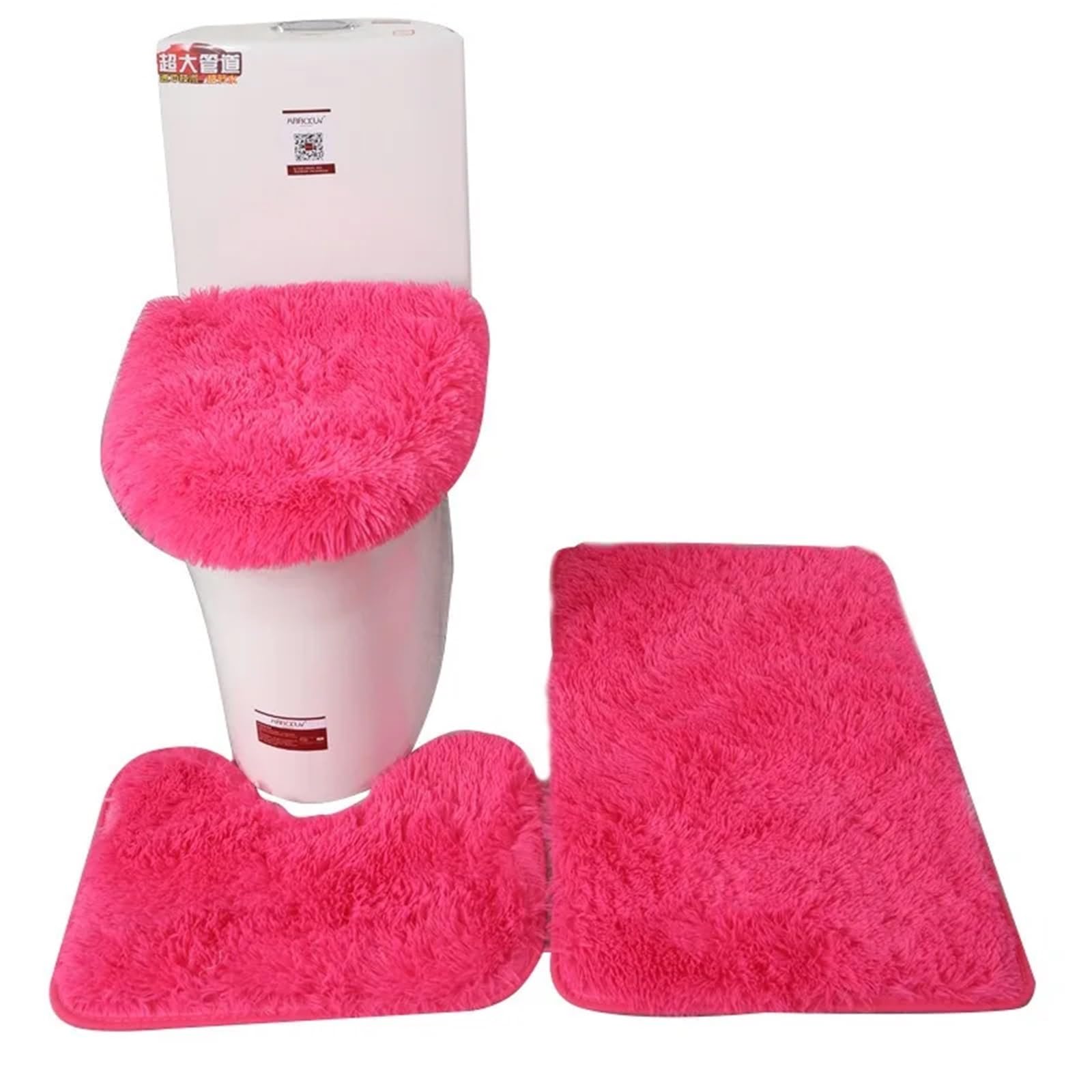 Lot de 3 tapis de bain moelleux avec couvercle de toilette, tapis rectangulaire pour salle de bain moderne, antidérapant et absorbant, kaki