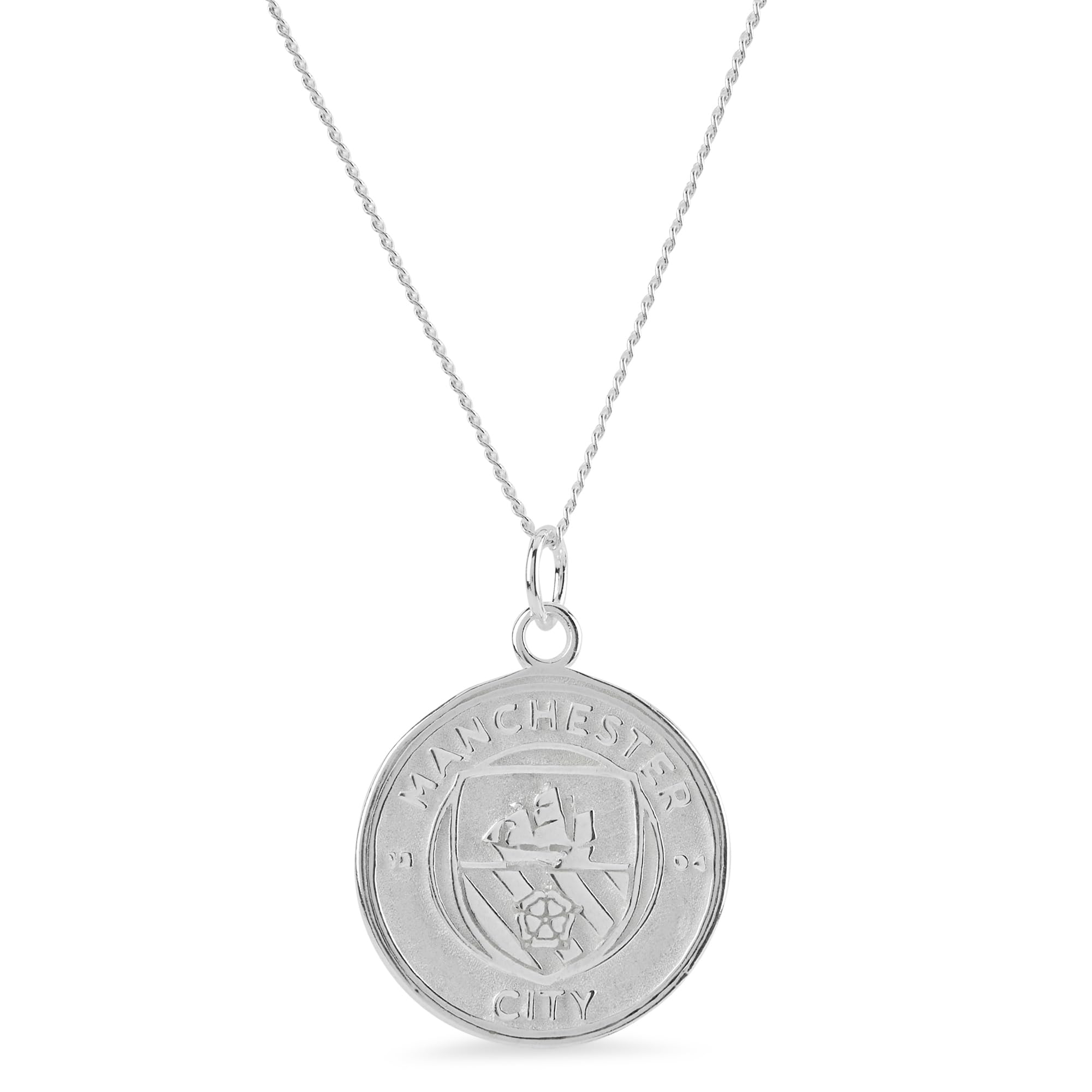 Official Man City Sterling Silver Crest Pendant & Chain - 925 Hallmarked Licensed Gift