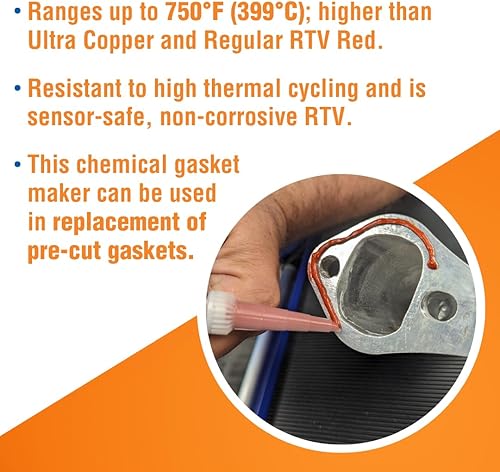 Miniatura 5 de Permatex Optimum Red - Máquina de juntas de alta temperatura, 13 onzas