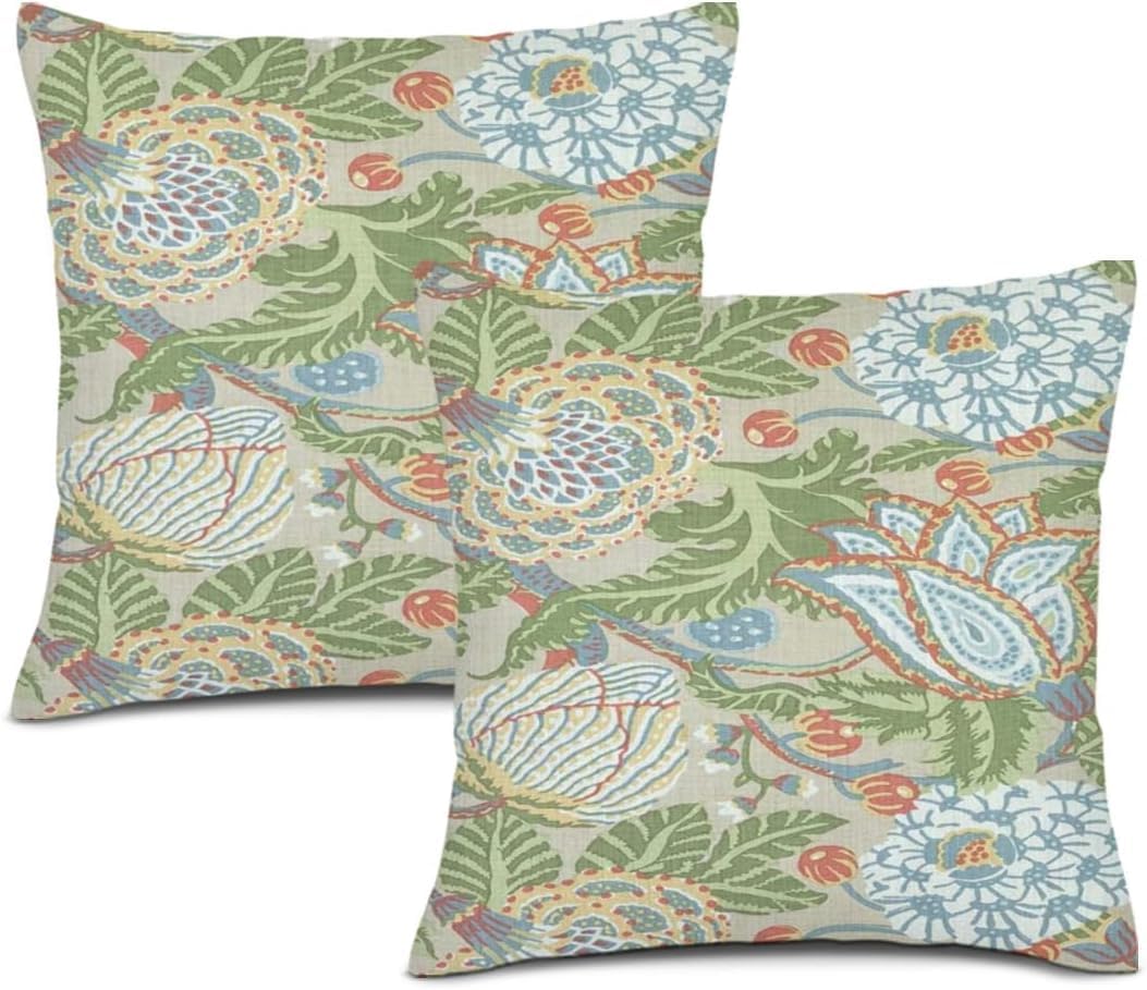 POMOTER Set of 2 Chinoiserie Pillow Covers Flower Thibaut