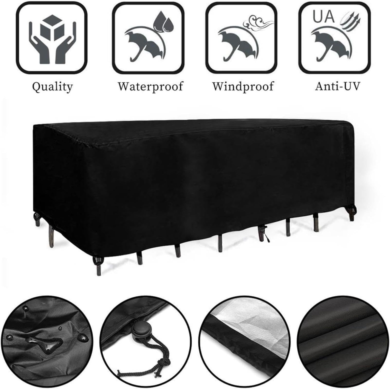 Gartenmöbel-Abdeckplane 260x180x110 Cm – Wasserdicht, Winterfest Mit Zugkordel & Winddichte Schnallen, Aus 420D Oxford