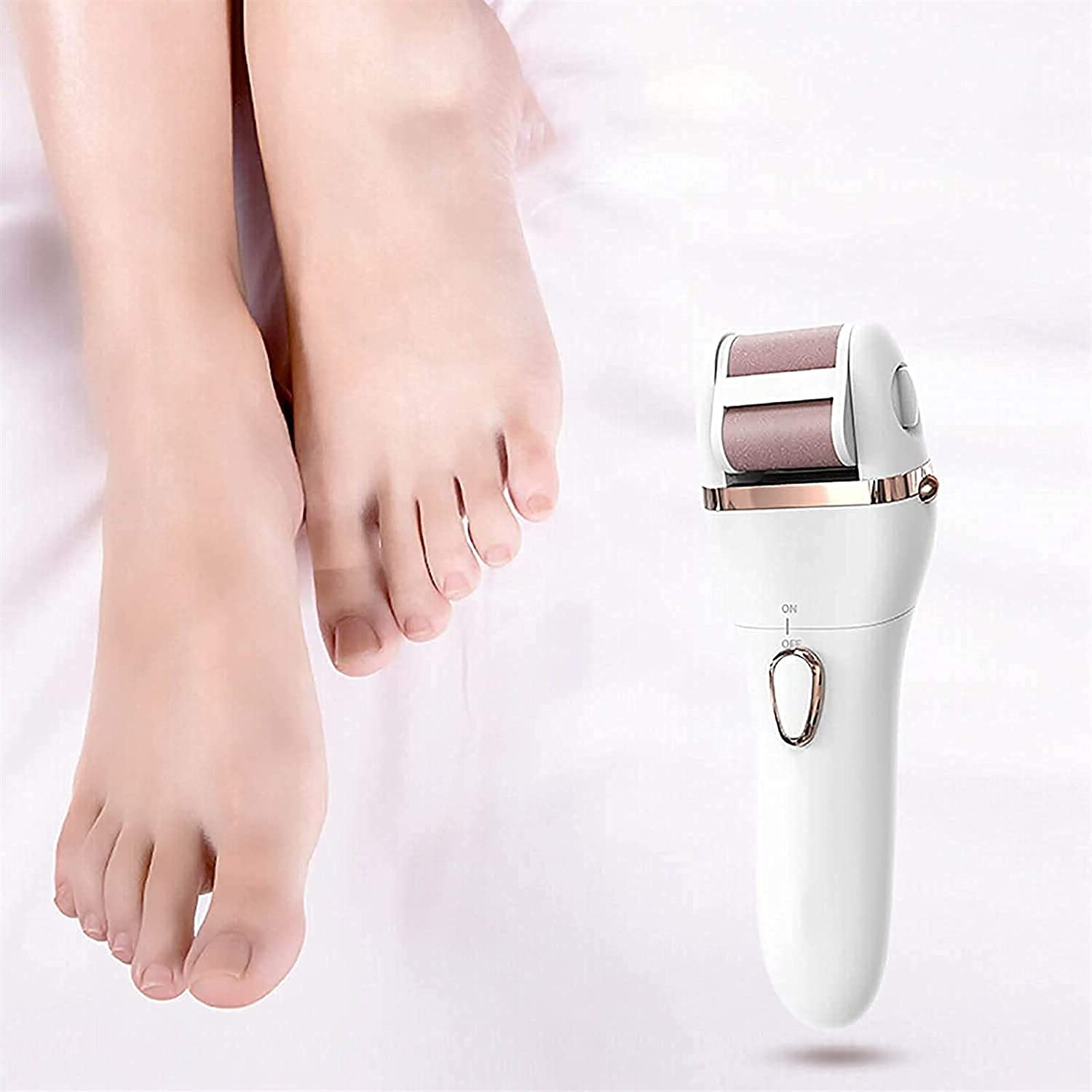 Strumento di rimozione del callo della lima del piede elettrico USB ricaricabile, rimozione della pelle morta del callo Strumenti per pedicure della pelle secca e incrinata dura con 2 testine a rullo