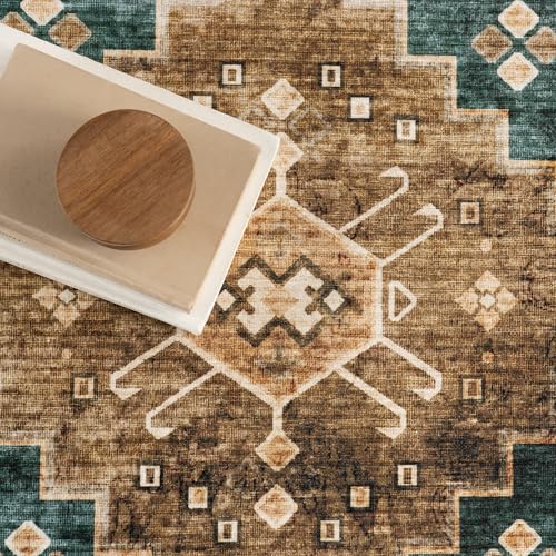 Tapis géométrique nuLOOM lavable pour enlever taches de salon entrée - 7
