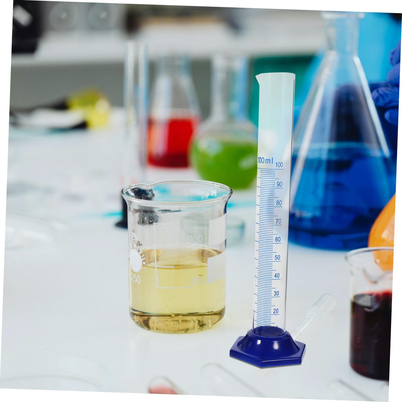 Glas-messzylinder mit Pipette und Pinsel für Labor Transparent Robust Tropffrei Graduierungslinien für Genaues Ablesen