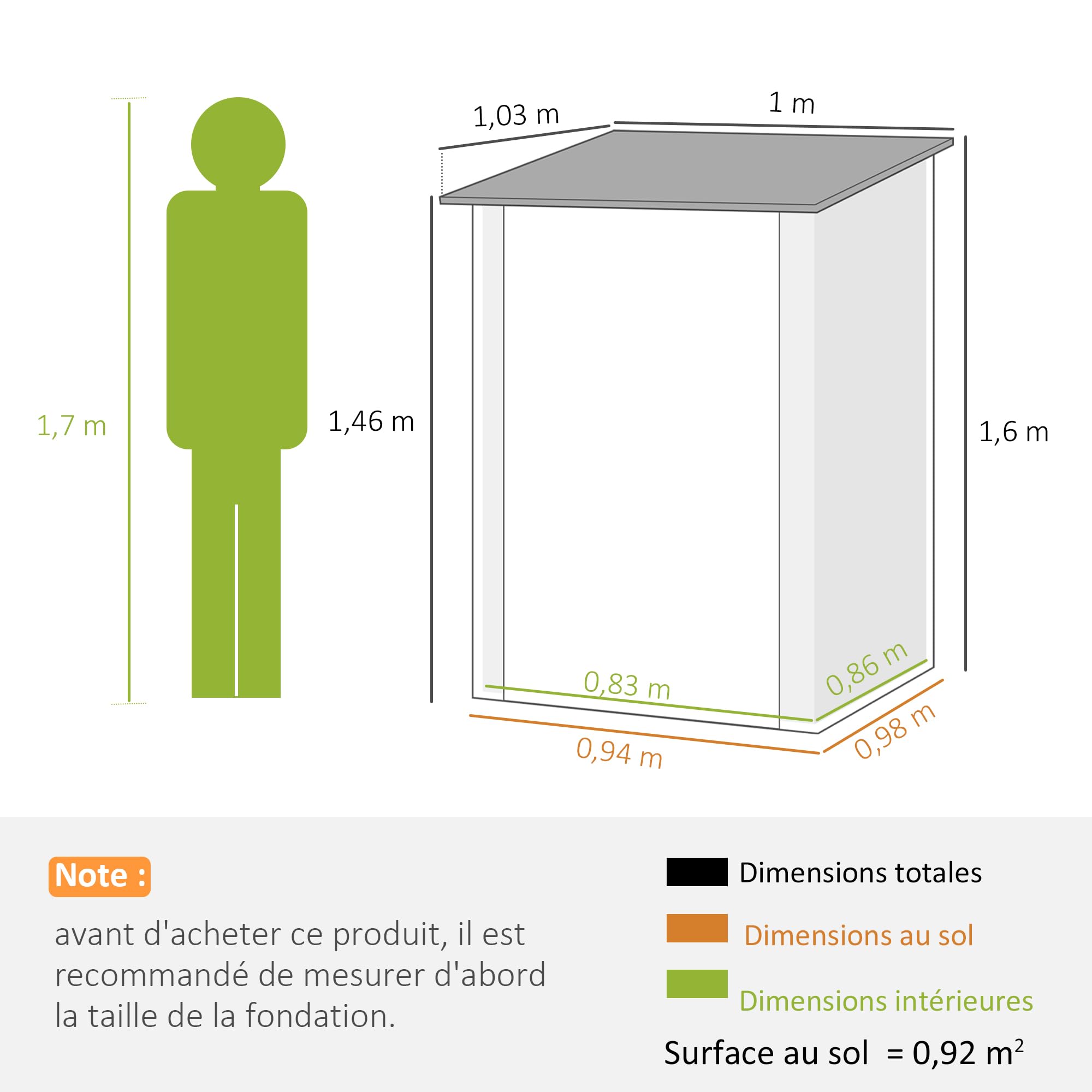 Outsunny Abri de Jardin 1m² - Remise pour Outils - cabanon Porte verrouillable - dim. 1L x 1,03l x 1,6H m - tôle d'acier ondulée Marron et Blanc