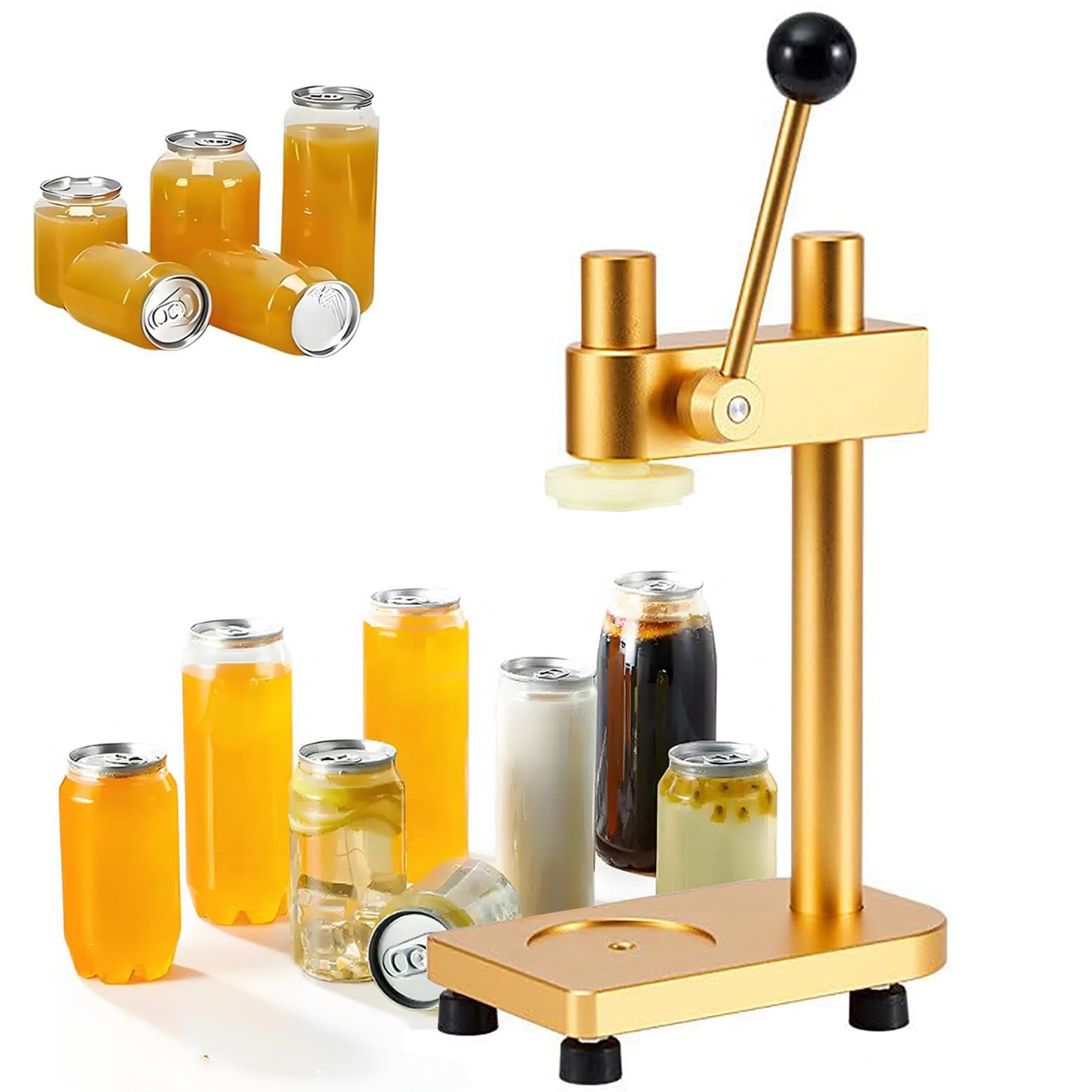 Sunbgrpye Gold Manual Can Sealer, Vacuum Can Sealer, For Cans With Diameter Of 55Mm/Height Of Less Than 6.69 Inches, Fixed Base, For Beer, Fruit Juice, Coffee, Soda