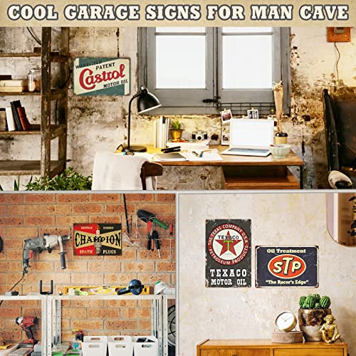Vintage Garage Signs Room Decor 5Pcs, Pvc Made Waterproof Garage Decor Signs For Men, Duplex Printed Retro Wall Decor, Fade & Bend Resistant Old Car Shop Posters Oil And Gas Station Signs, 8X12 Inches #TOP4