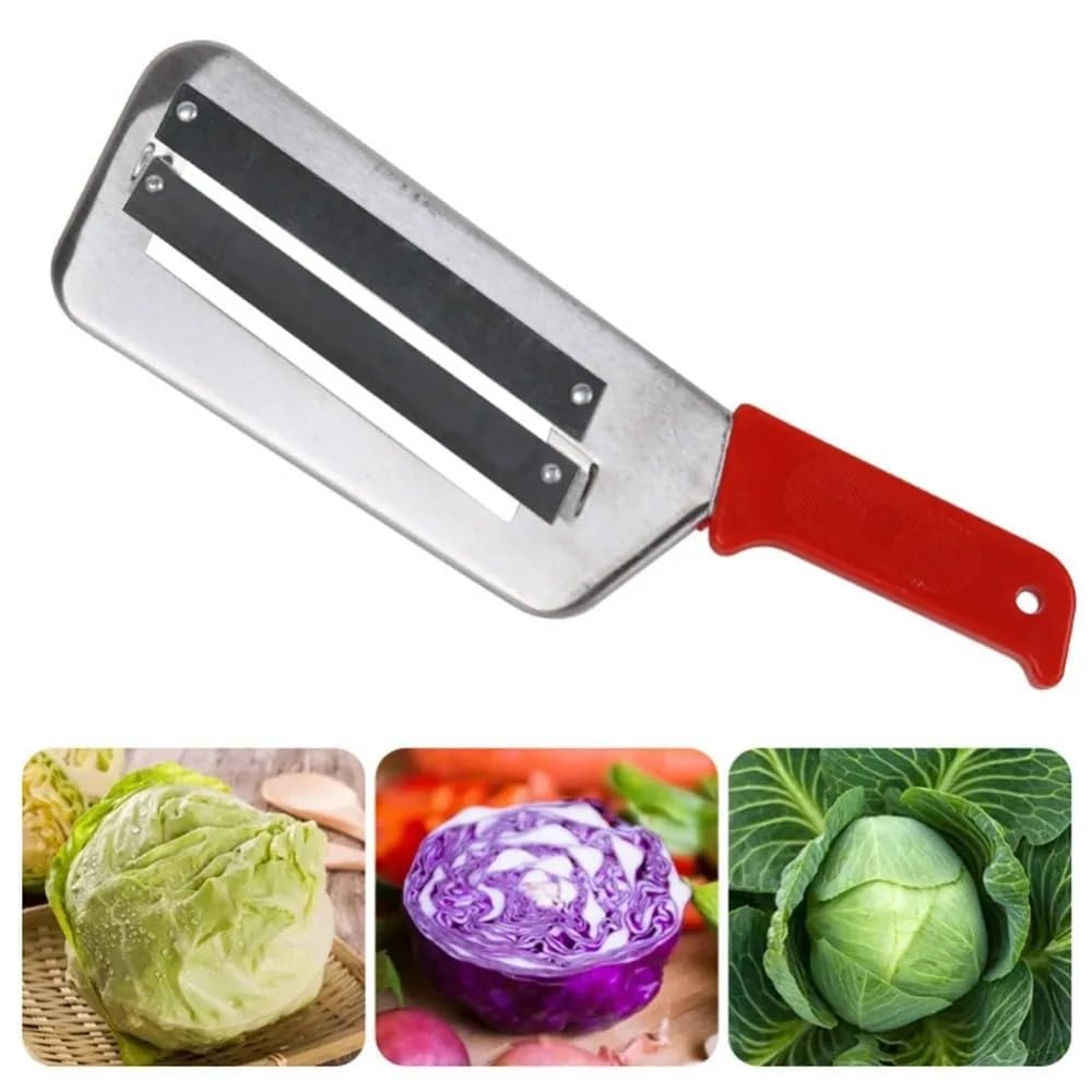 Stainless Steel Cabbage Hand Slicer Shredder - Double Blade Vegetable Cutter for Homemade Coleslaw & Sauerkraut | Kitchen Manual Tool - Vegetable Slicing Knife, Cabbage Grater Slicer-image-19