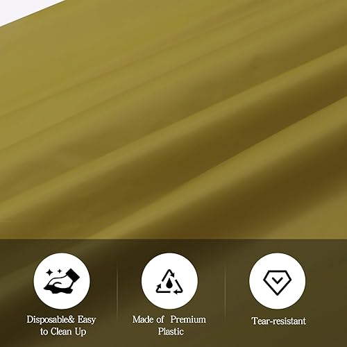 Miniatura 4 de tujol Paquete de 6 manteles de plástico desechables rectangulares de 54 x 108 pulgadas, manteles de plástico dorados para fiestas