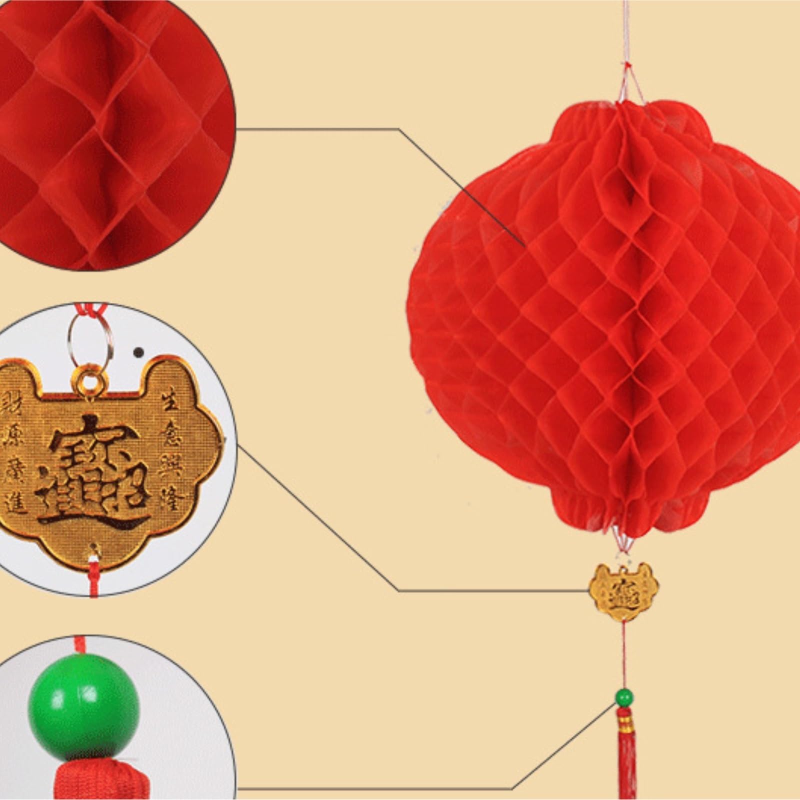 Papierowe Lampiony Chińskie 15 Szt. Plastikowych Lampionów Na Chiński Nowy Rok, Ozdoby Wesele Latarnie Dekoracji Domu(25cm)