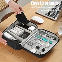 Vista 6 de Bolsa organizadora de cables de viaje, bolsa de transporte para accesorios electrónicos, portátil, impermeable, doble capa, bolsa de almacenamiento