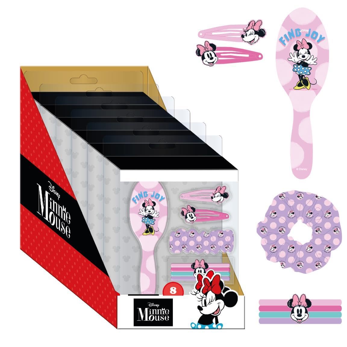 Set Di Bellezza Per Bambini Di Minnie - Multicolore - Ideale Per Sorprendere I Tuoi Bambini - Include 1 Elastico In Tessuto, 4 Elastici Per Capelli, Spazzola E 2 Fermagli Per Capelli - Prodotto - 4