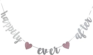 zxyxka Happily Ever After Banner, Engaged Bunting Banner-Wedding Anniversary, Bridal Shower Party Decoration Supplies Photo Props(Silver)