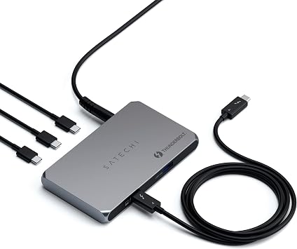 SATECHI 6-in-1 Thunderbolt 4 Slim Hub Docking Station, 60 W PD, 40 Gbps | Single 8K or dual 4K display, 4   Thunderbolt 4 Ports, USB 3.2 Gen 2, for Mac & Windows laptops