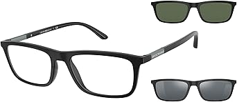 Emporio Armani EA 4160-50421W Sunglasses, Matte Black w/Clear Lens, 55mm