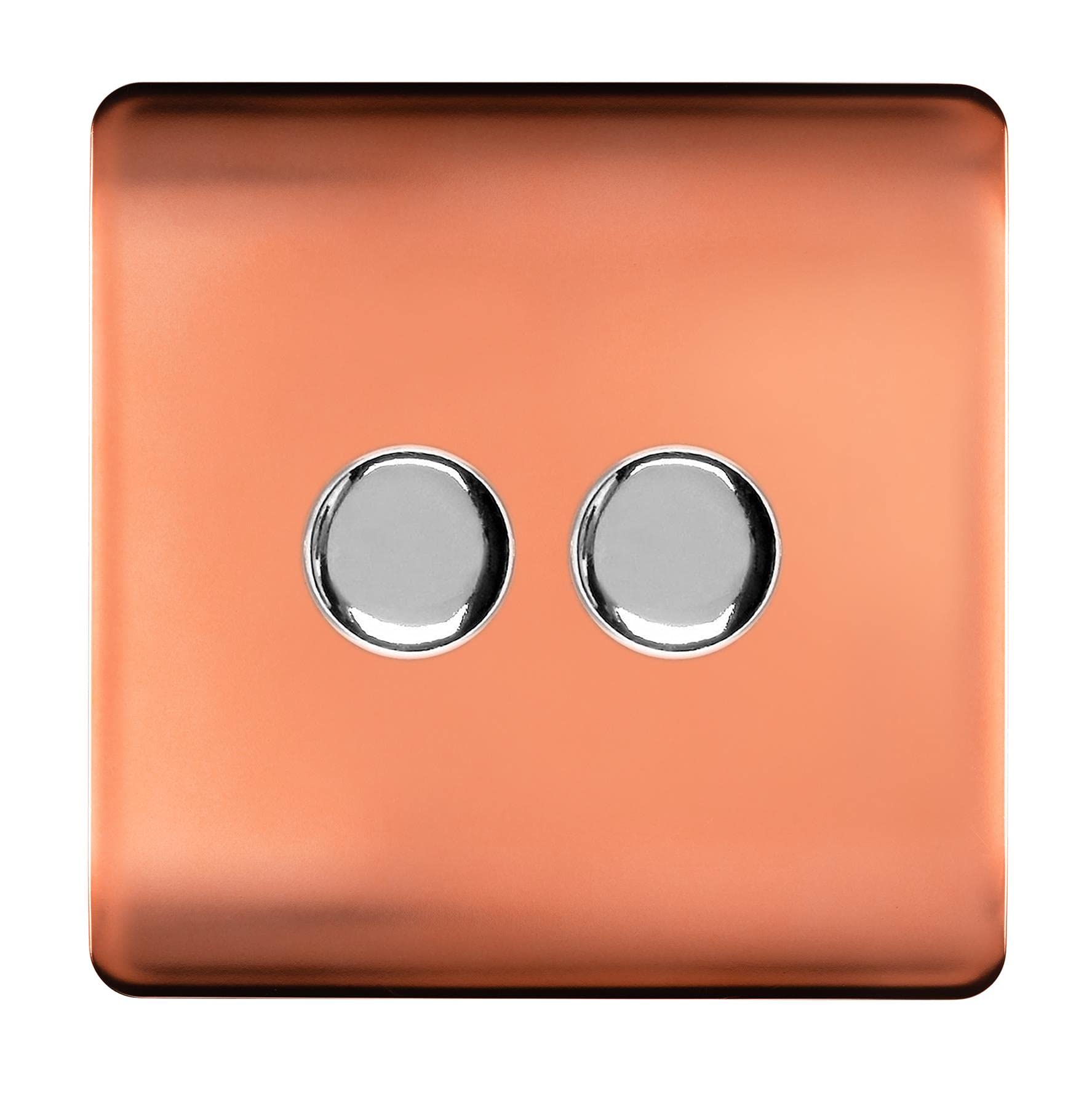 Trendi Artistic Modern Glossy Tactile 2 Gang 2 Way 120w LED Dimmer switch Copper