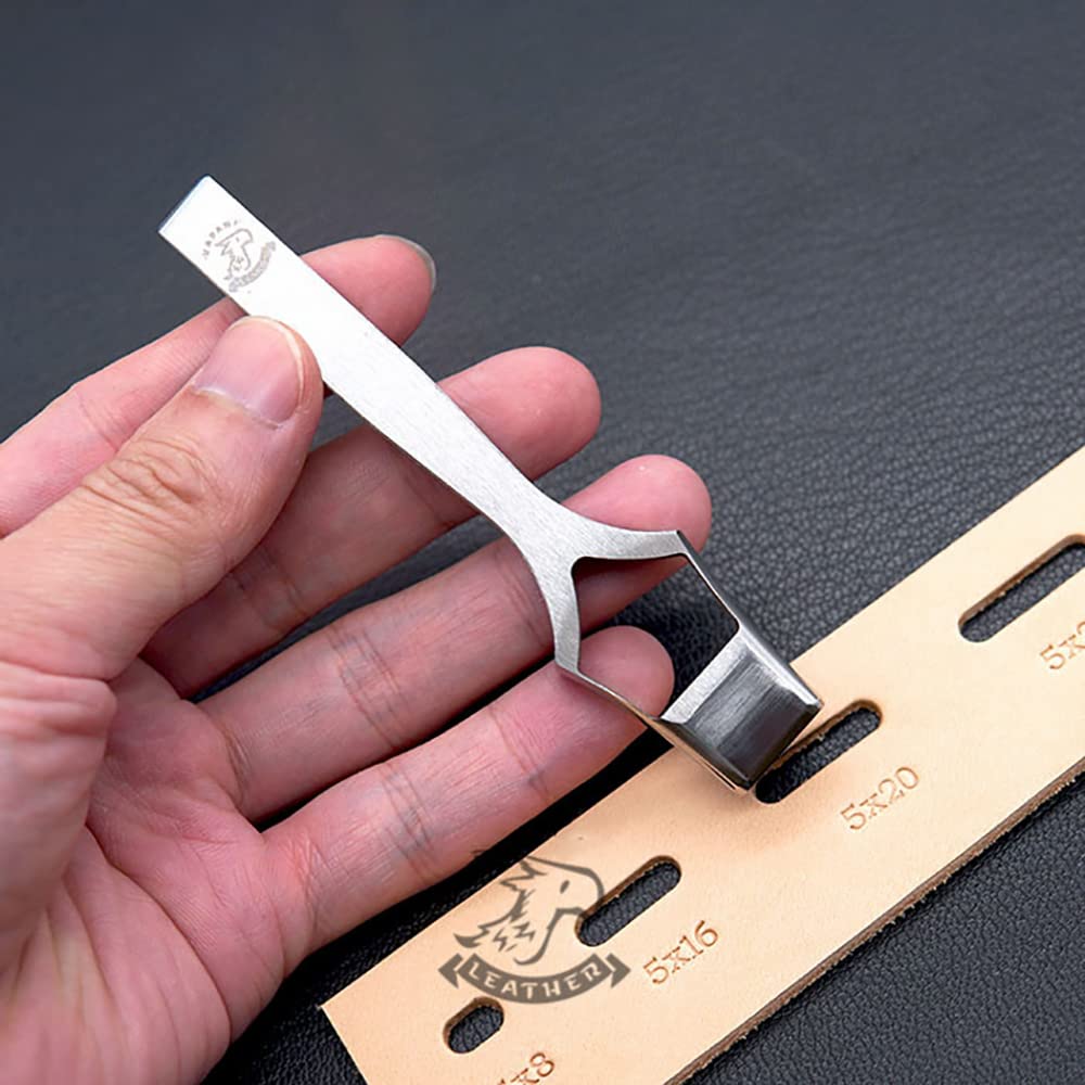 Toplionace Perforadora de Agujero Plano para Cinturón de Cuero DIY Manual, Cortador de Agujero Ovalado para Bolso de Cuero, Correa de Mango de Acero Inoxidable, Cincel Oblato (5x16MM)