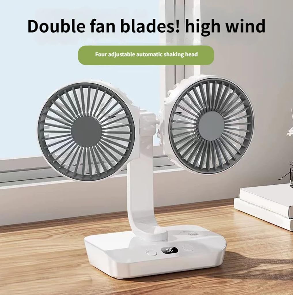 Desktop Air Circulator Double Head Oscillating Fan Multifunctional Adjustable Cooling Fan for Car, Table Enduring