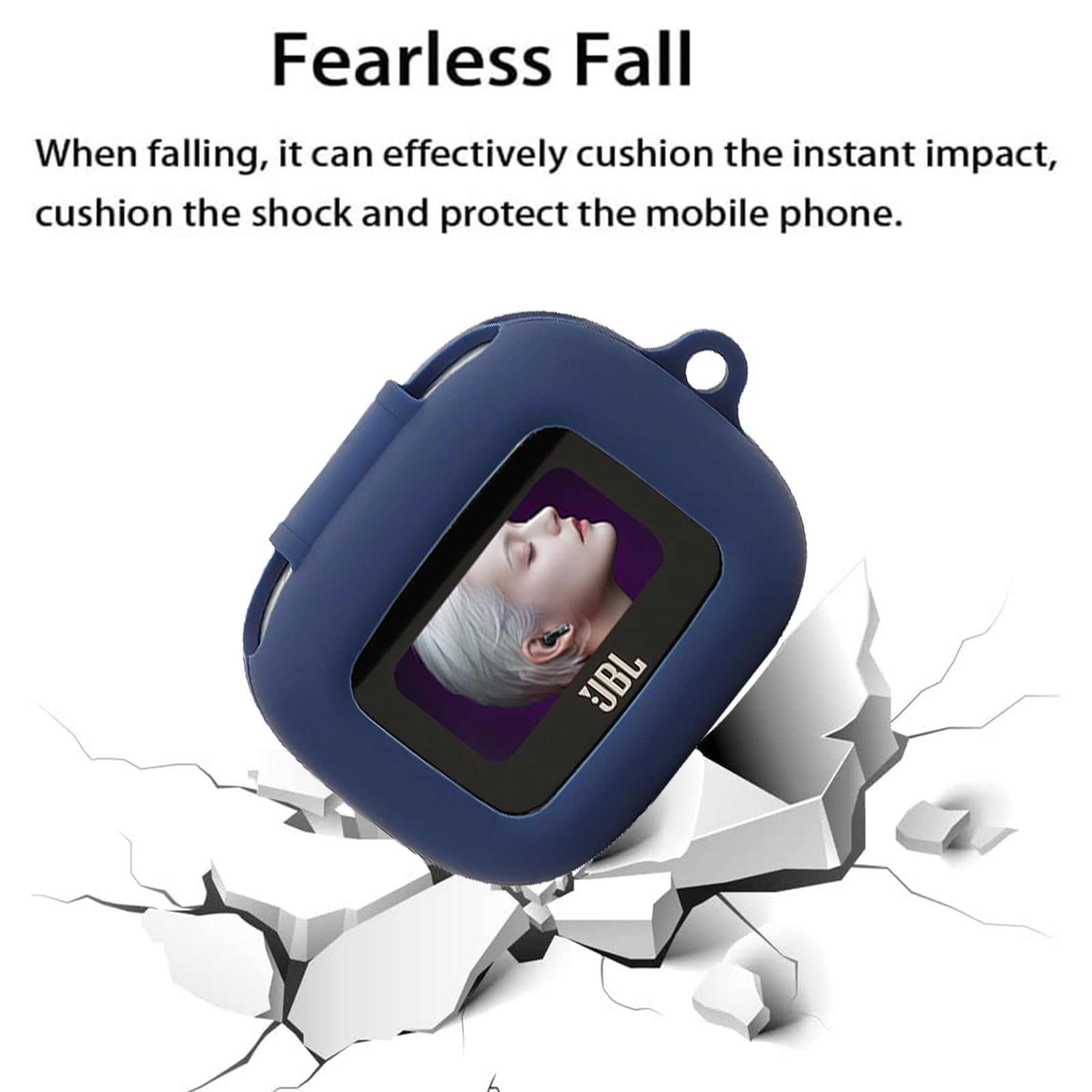Case for JBL Live Flex 3 with Carabiner,Anti-Scratch Premium Soft Silicone Full Protective Case,Shockproof Ultra Slim Headphone Protective Case for JBL Live Flex 3,Blue - Image 2