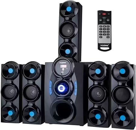 9 CORE Jumbo Smart Home Theatre with 5.1 Multimedia Speaker and USB,AUX,FM and Bluetooth Connectivity 9500 Output RMS Watt with 75db Signal to Noise Ratio Perfect for Home Audio System (Blue)