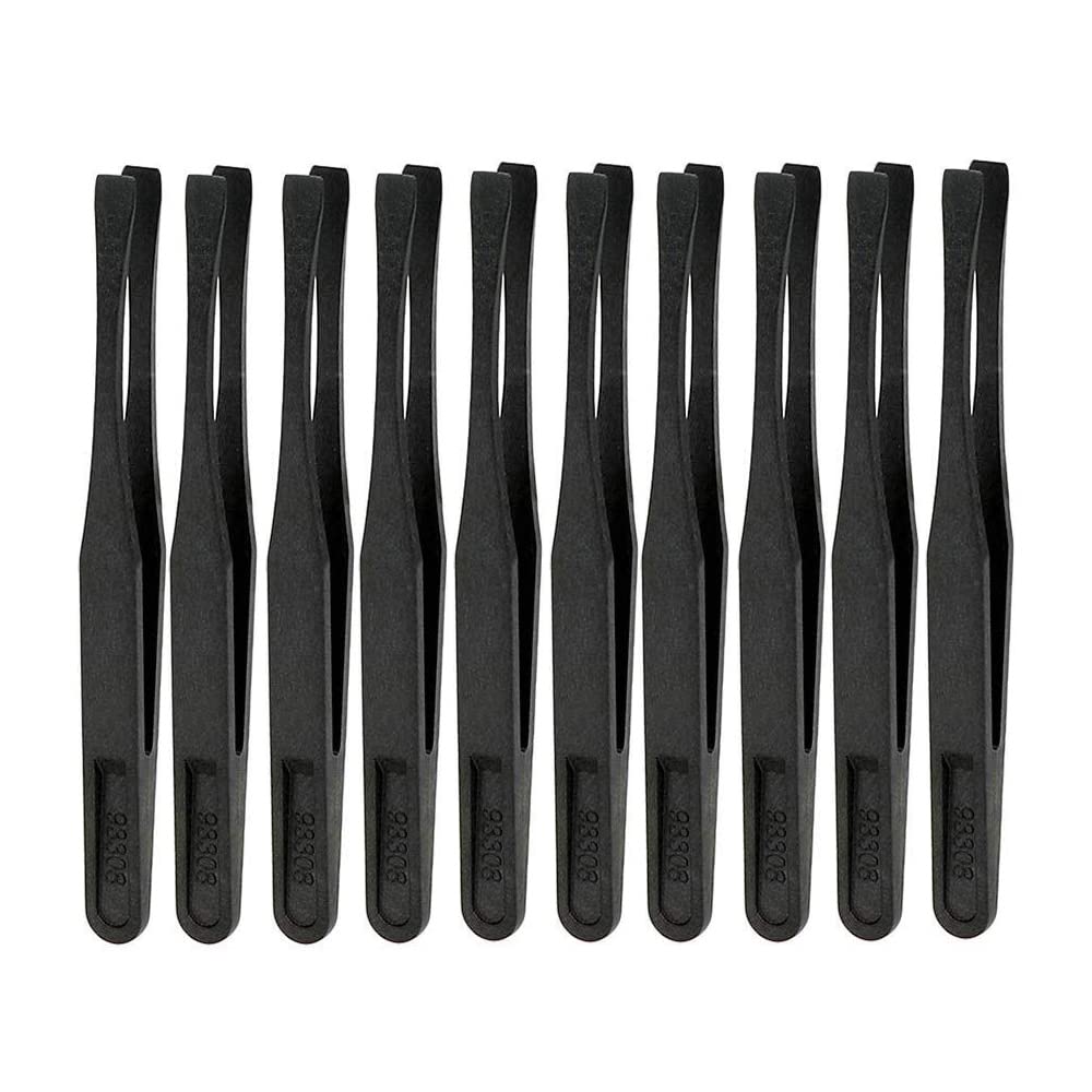 10pcs Plastic Flat Tip Anti Static Tweezers Set for Electronics Jewelry DIY Repair (93308 10pcs)