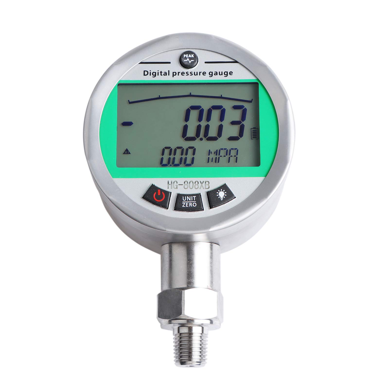 Manometro digitale – 0,1-80MPA/11600PSI con interfaccia G1/2 0,4% FS Precisione Idraulico Gas Pressione Manometro Acqua con Retroilluminazione e Gel di Silice