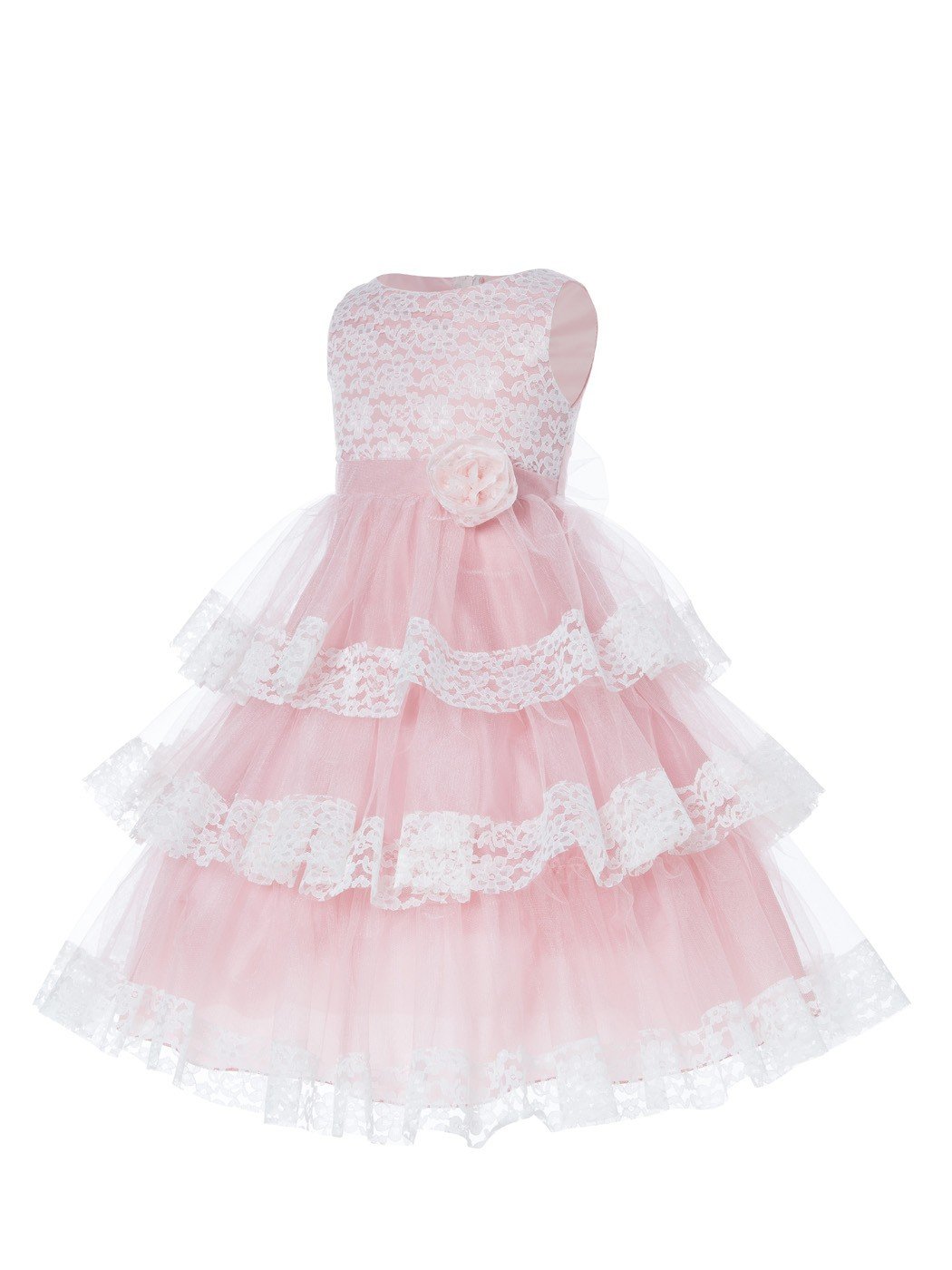 Ripening Girl's Net/Satin Princess Birthday Dress Christmas Dress Unique Girls Boutique Dress Girl Lace Flower Kids Long Dresses Gown Pink